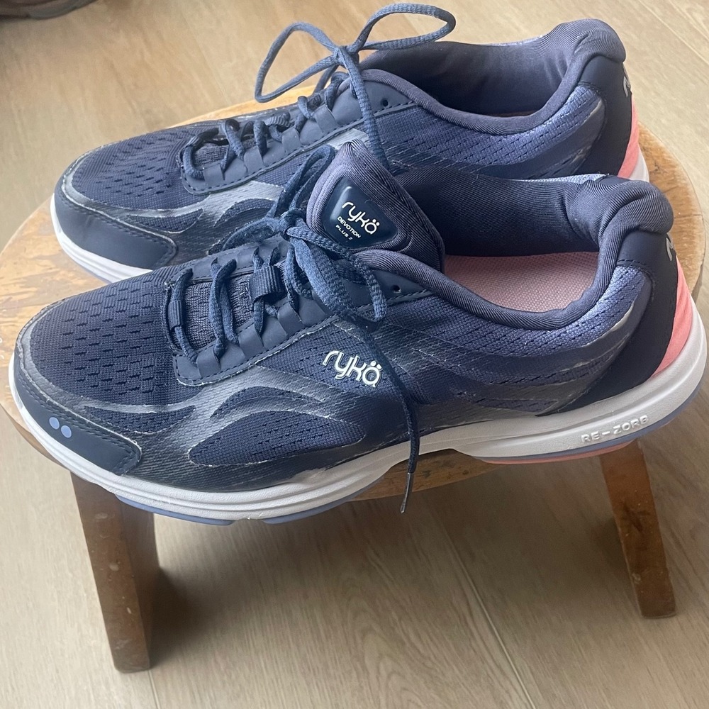 Ryka Devotion Plus 2 Women's Athletic Shoes Navy Blue Pink Size 8.5M